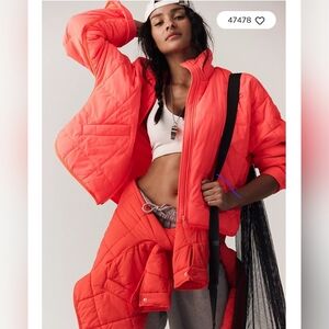 Free People Pippa packable puffer jacket hot watermelon